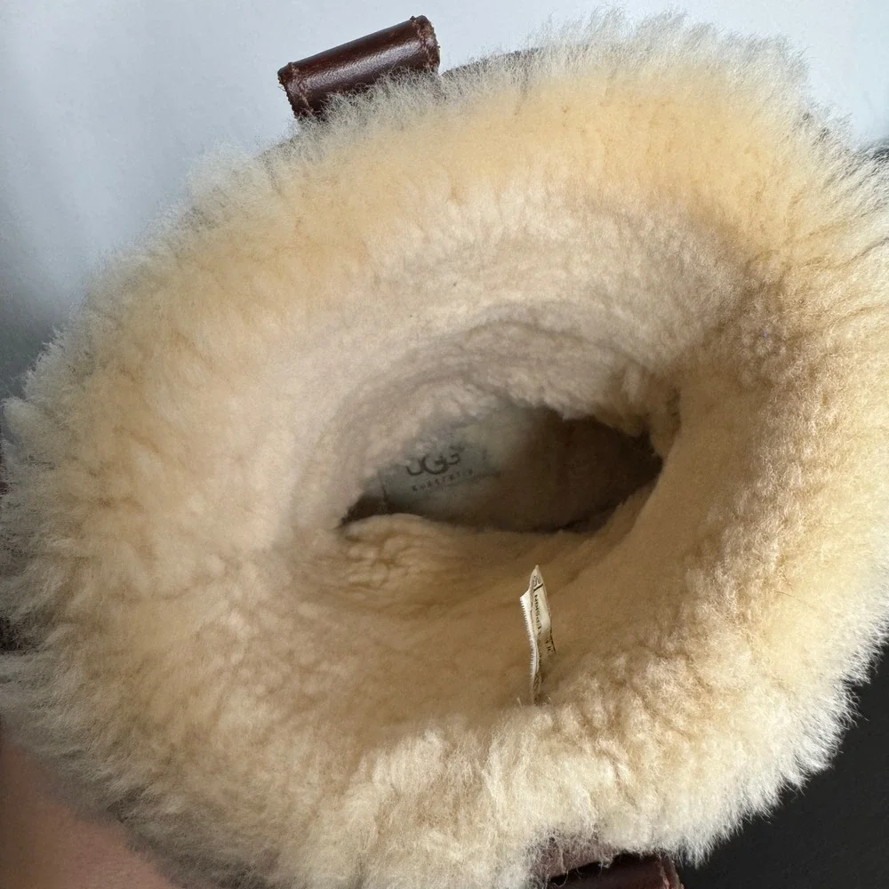 UGG Australia Stoneman Bomber Brown Leather Shearling Vibram Winter Boot 12 UGG Australia Stoneman Bomber Brown Leather Shearling Vibram  main image 2